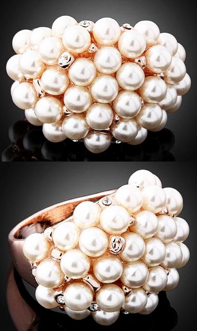 BLOSSOM SWAROVSKI PEARL CRYSTAL RING-sz7.5
